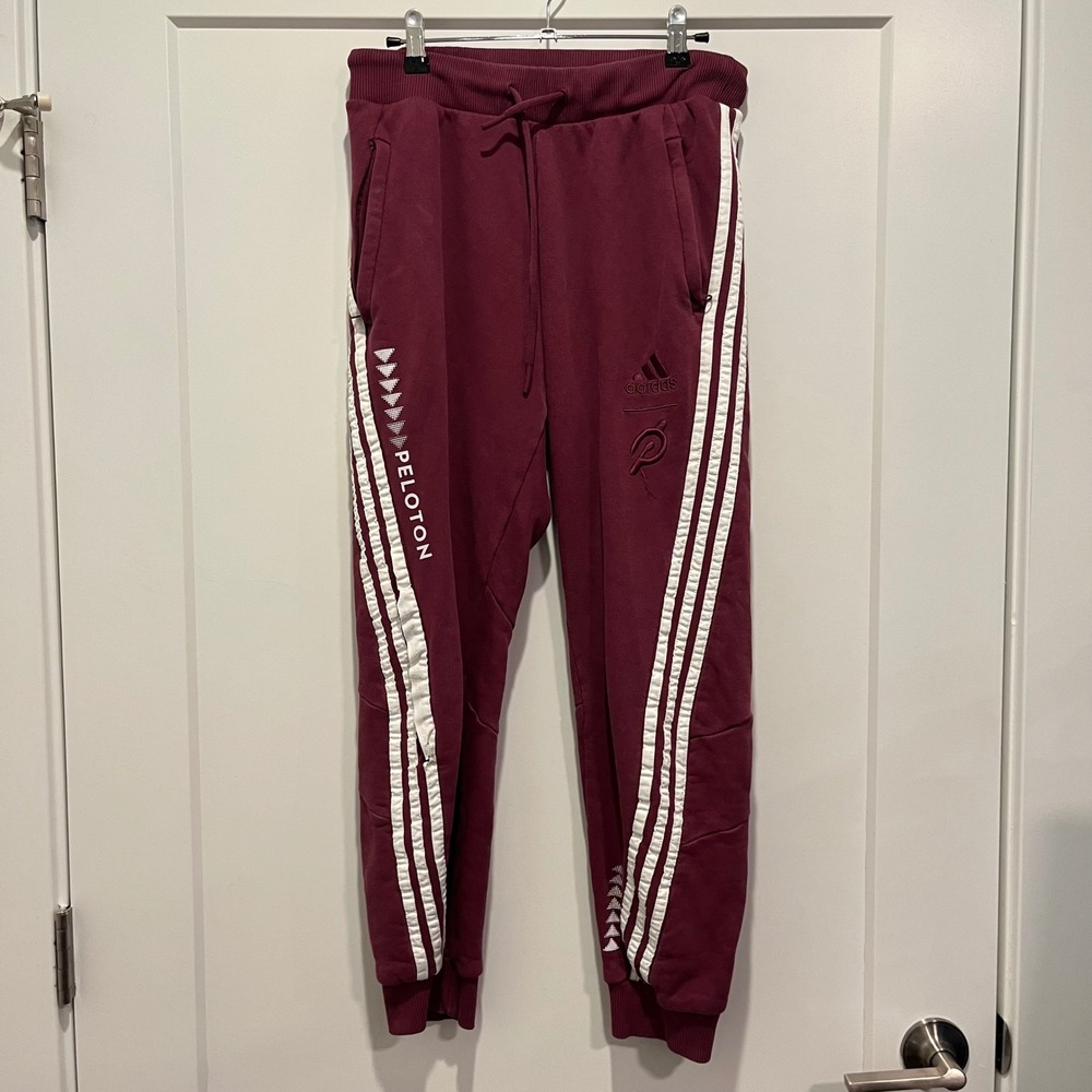 Adidas x Peloton Mens Jogger Pants Maroon Burgundy Athletic Sweatpants Medium